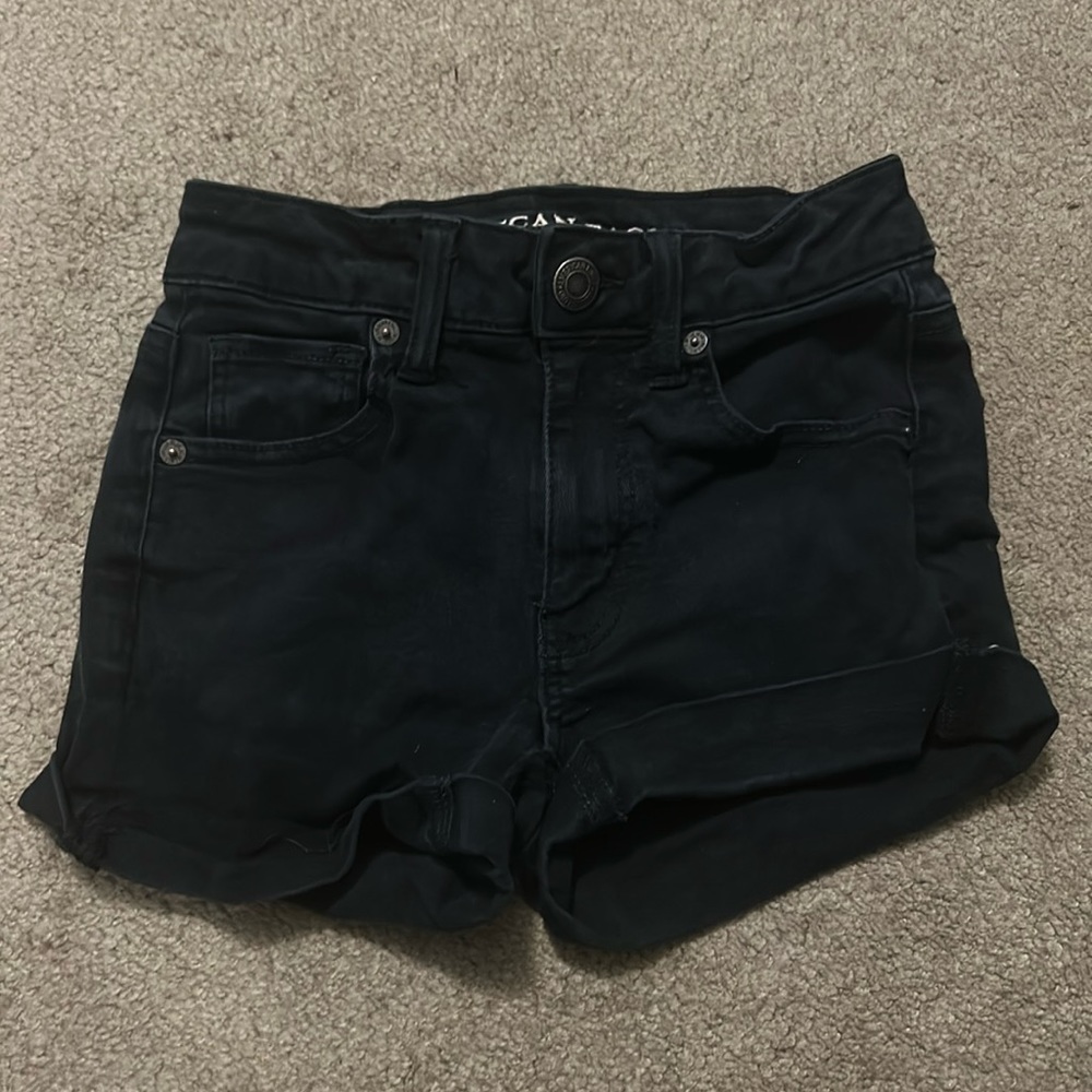 American Eagle black denim shorts